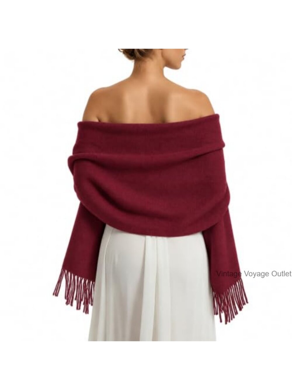 Women's Large Fringe Shawl Wrap 100% Polyester Oversized Scarf Evening Travel